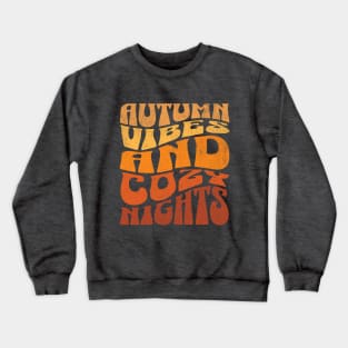 Autumn Vibes Groovy 70's Retro Textured Typography Design Crewneck Sweatshirt